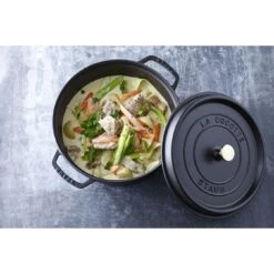 Staub Gietijzeren Braadpan 28 Cm / 6,75 L, Rond, Zwart -Keuken Kortingswinkel 000017831