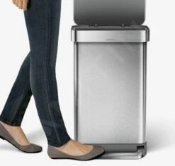 Simplehuman Afvalemmers - Pedaalemmer Met Twee Compartiment, Met Zakenhouder, 58 L, Gebrosteld Rvs CW2025 -Keuken Kortingswinkel 33221e805f133339cb61622c