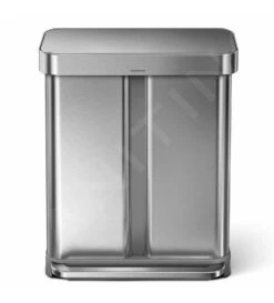 Simplehuman Afvalemmers - Pedaalemmer Met Twee Compartiment, Met Zakenhouder, 58 L, Gebrosteld Rvs CW2025 -Keuken Kortingswinkel 3869b507b155de043a298872