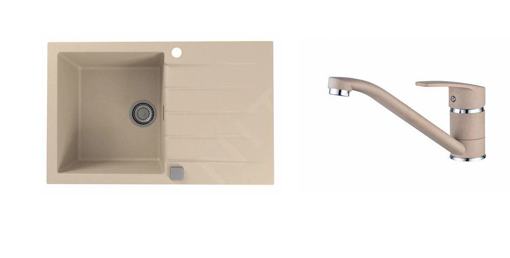 Alveus Sets - Set Granieten Spoelbak Cadit 20 En Keukenkraan Nina, Beige SETA20002 3 Alveus Sets - Set Granieten Spoelbak Cadit 20 En Keukenkraan Nina, Beige SETA20002
