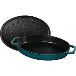 Staub Ovenschaal Met Deksel 33 Cm, Ovaal, La-mer -Keuken Kortingswinkel 40501 125 0 6