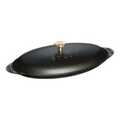 Staub Ovenschaal Met Deksel 31 Cm, Ovaal, Zwart