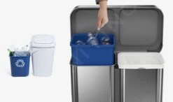 Simplehuman Afvalemmers - Pedaalemmer Met Twee Compartiment, Met Zakenhouder, 58 L, Gebrosteld Rvs CW2025 -Keuken Kortingswinkel 416360b22bc3fe65656a1e38