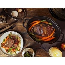 Staub Gietijzeren Braadpan 33 Cm / 6,75 L, Ovaal, Zwart -Keuken Kortingswinkel 424423885