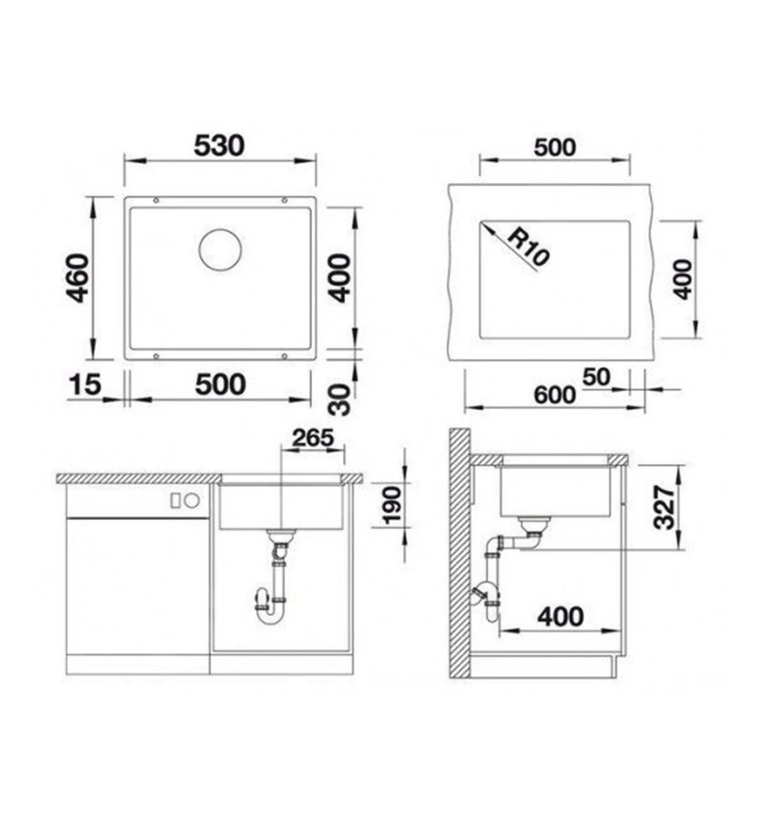 Blanco Subline 500 - Silgranit Spoelbak, 530x460 Mm, InFino, Wit 523436 4 Blanco Subline 500 - Silgranit Spoelbak, 530x460 Mm, InFino, Wit 523436 - Afbeelding 2