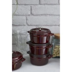 Staub Mini Braadpan 10 Cm / 250 Ml, Rond, Grenadine Rood -Keuken Kortingswinkel 750032262
