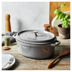 Staub Gietijzeren Braadpan 31 Cm / 5,5 L, Ovaal, Grafietgrijs -Keuken Kortingswinkel 750058442