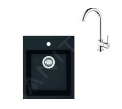Franke Sets - Keukenset T100, Tectonite Spoelbak SID 610-40 En Keukenkraan FP 9000.031, Zwart/chroom 143.0675.704