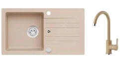 Alveus Sets - Set Granieten Spoelbak Cortina 140 En Keukenkraan Tonia, Beige SETA733