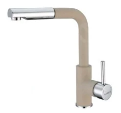 Alveus Siros - Keukenkraan Met Uittrekbare Uitloop, Beige/rvs 1129045