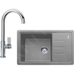 Franke Sets - Keukenset G115, BSG 611-62 Fragraniet Spoelbak, Grijze Steen + FP 0408.031 Keukenkraan, Chroom 114.0440.670